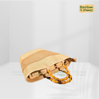 Kouna Grass Seagrass Beige & White Beach Bag Short Handle
