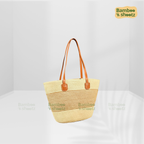 Kouna Grass Seagrass Beige & White Beach Bag Long Tote