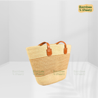 Kouna Grass Seagrass Beige & White Beach Bag Long Tote