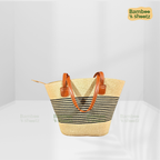 Kouna Grass Seagrass Beige & Black Beach Bag