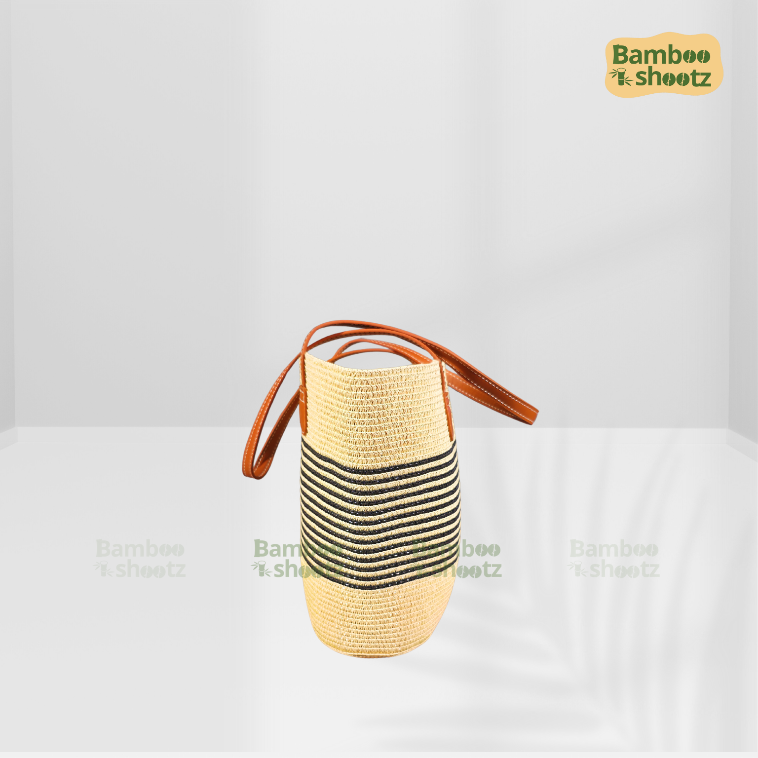 Kouna Grass Seagrass Beige & Black Beach Bag