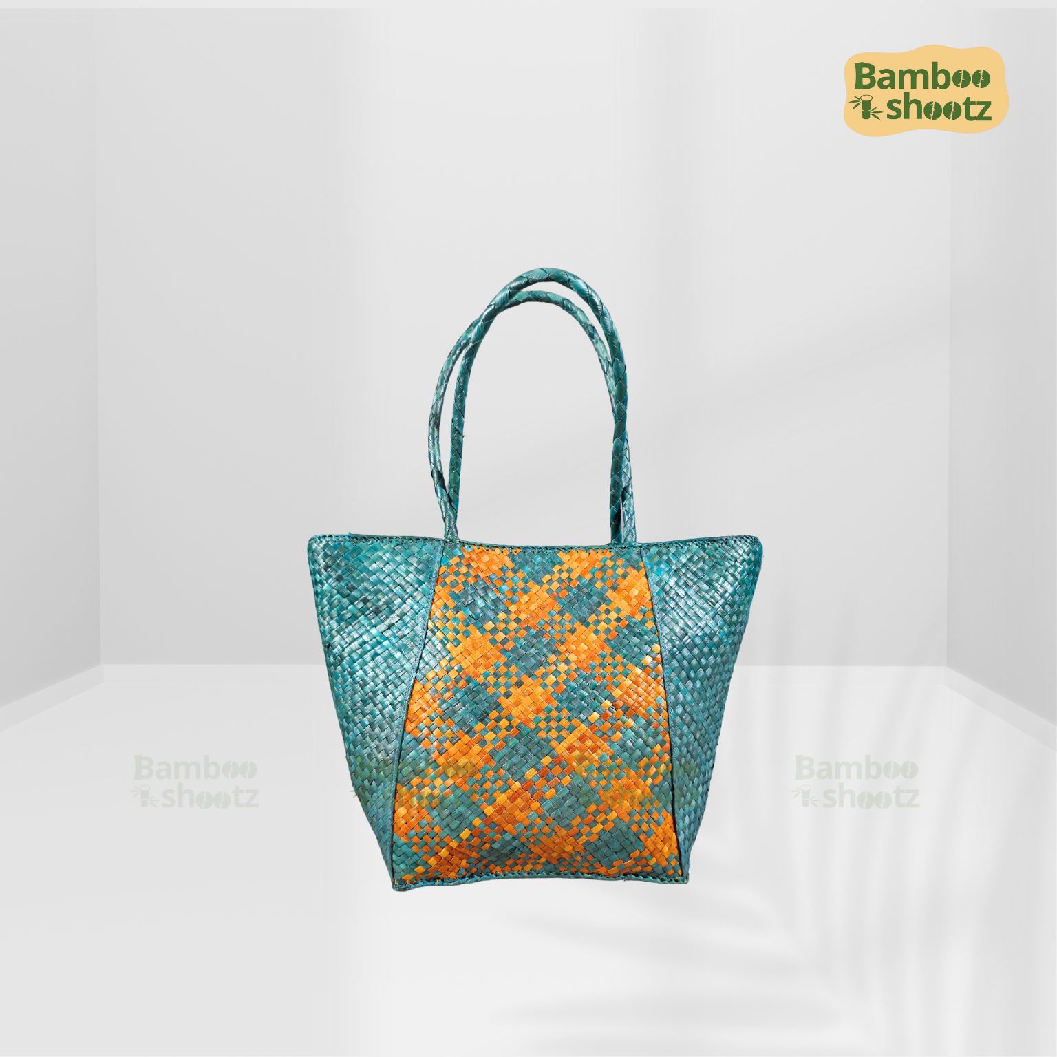 Screwpine Indoors Tote bag Checked SkyBlue x Orange