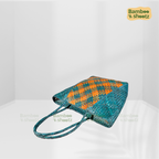 Screwpine Indoors Tote bag Checked SkyBlue x Orange