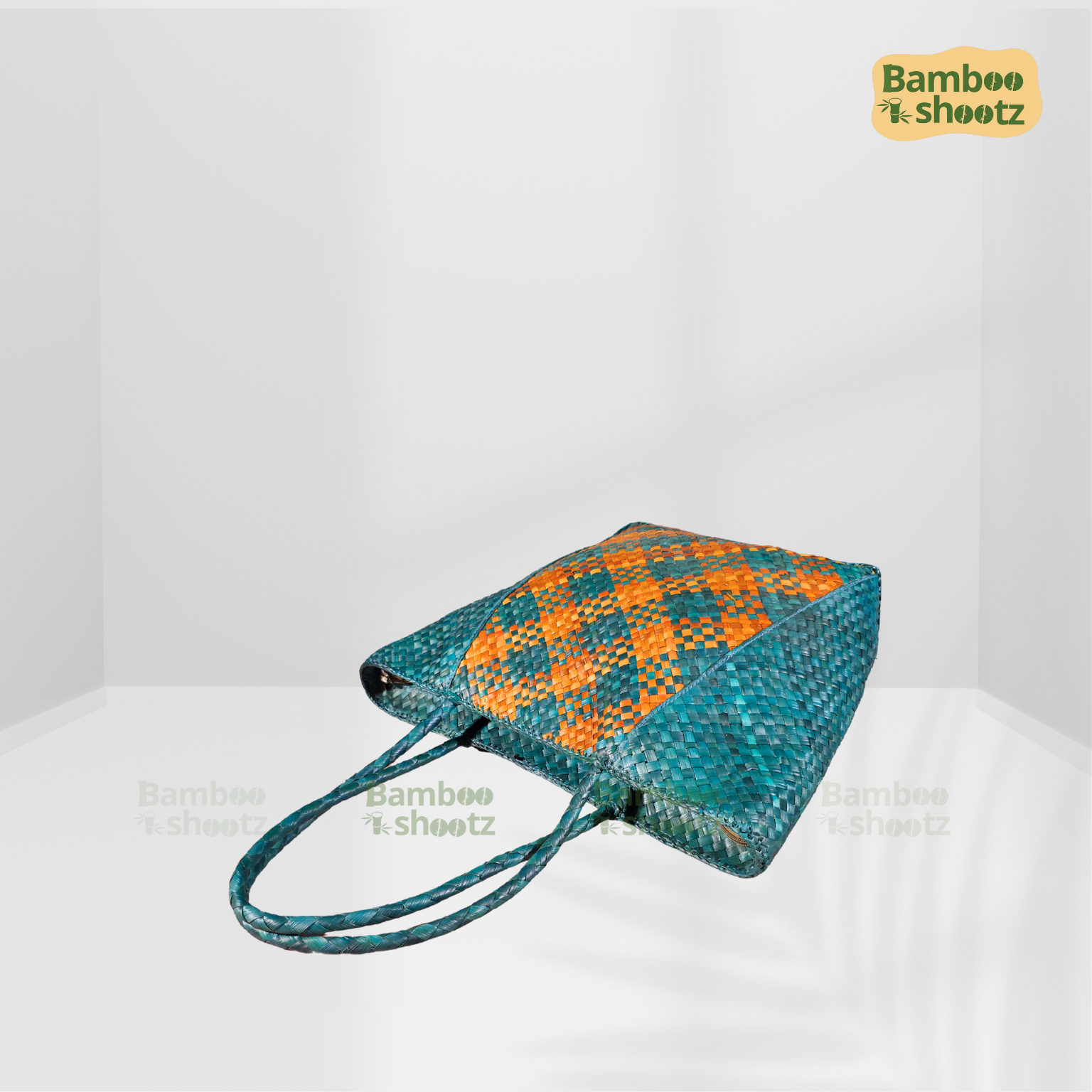 Screwpine Indoors Tote bag Checked SkyBlue x Orange